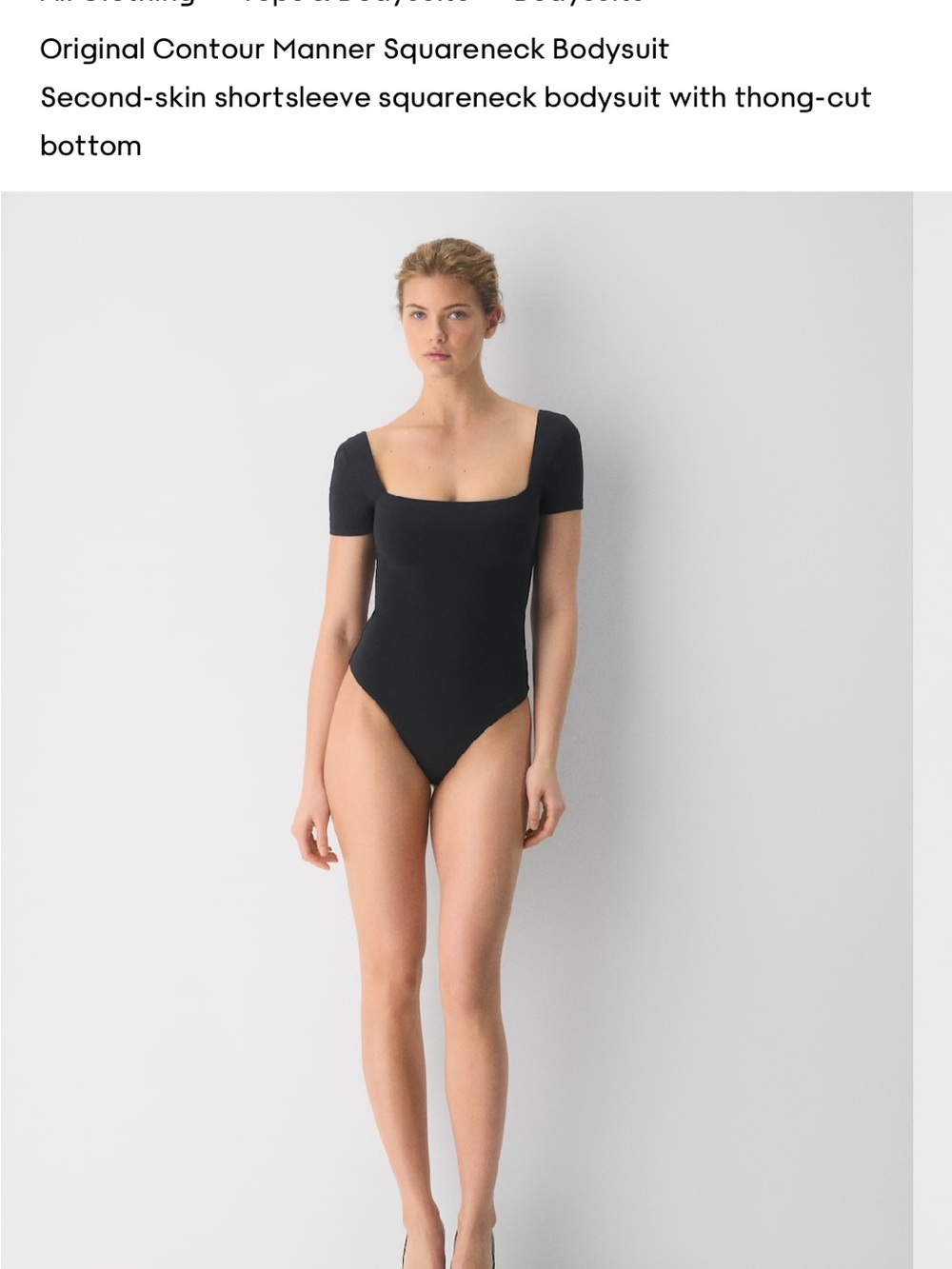 Aritzia Black Squareneck Short-Sleeve Bodysuit